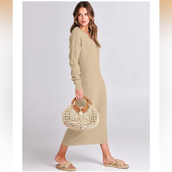Beige Knit Sweater Dress XL - Picture 2 of 9